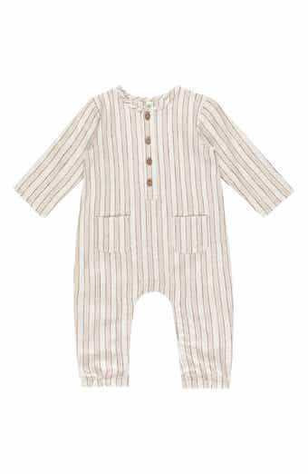 Rylee + Cru Kids' Long Sleeve Linen Blend Romper