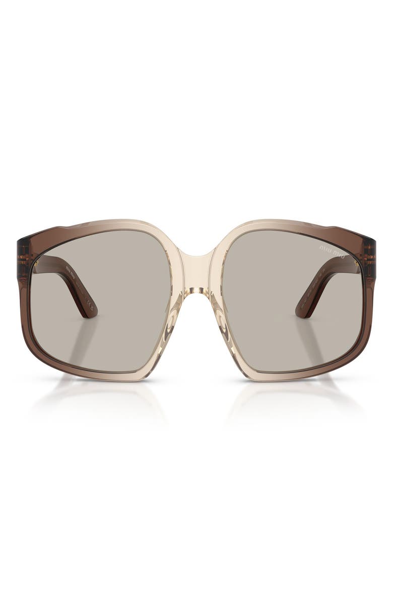 Miu Miu 59mm Polarized Irregular Sunglasses, Main, color, Brown Gradient / Light Brown