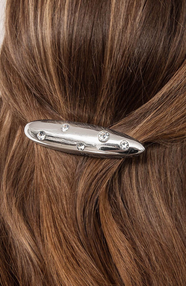 Ettika Crustal Stud Oblong Hair Barrette, Alternate, color, Silver