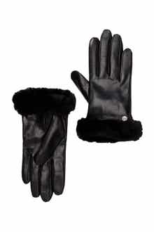 UGG® Genuine Dyed Shearling Trimmed Leather Gloves