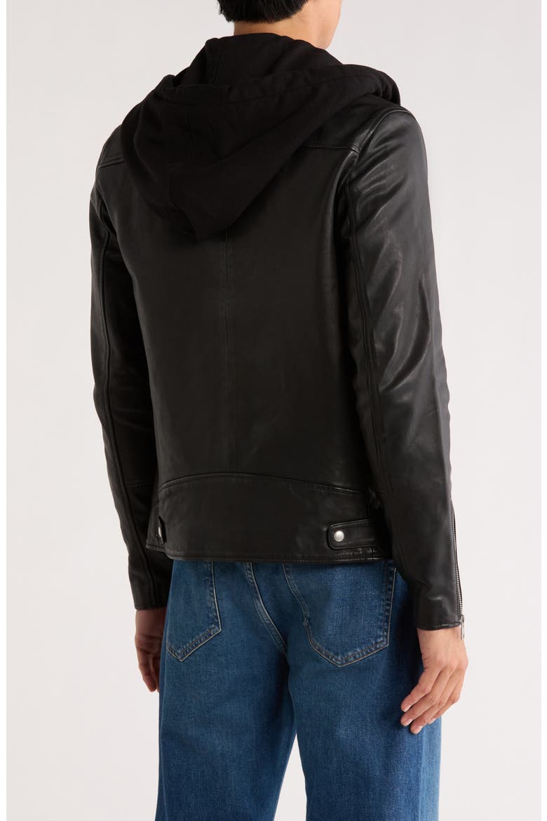 Harwood Hooded Leather Jacket, Alternate, color, BLACK