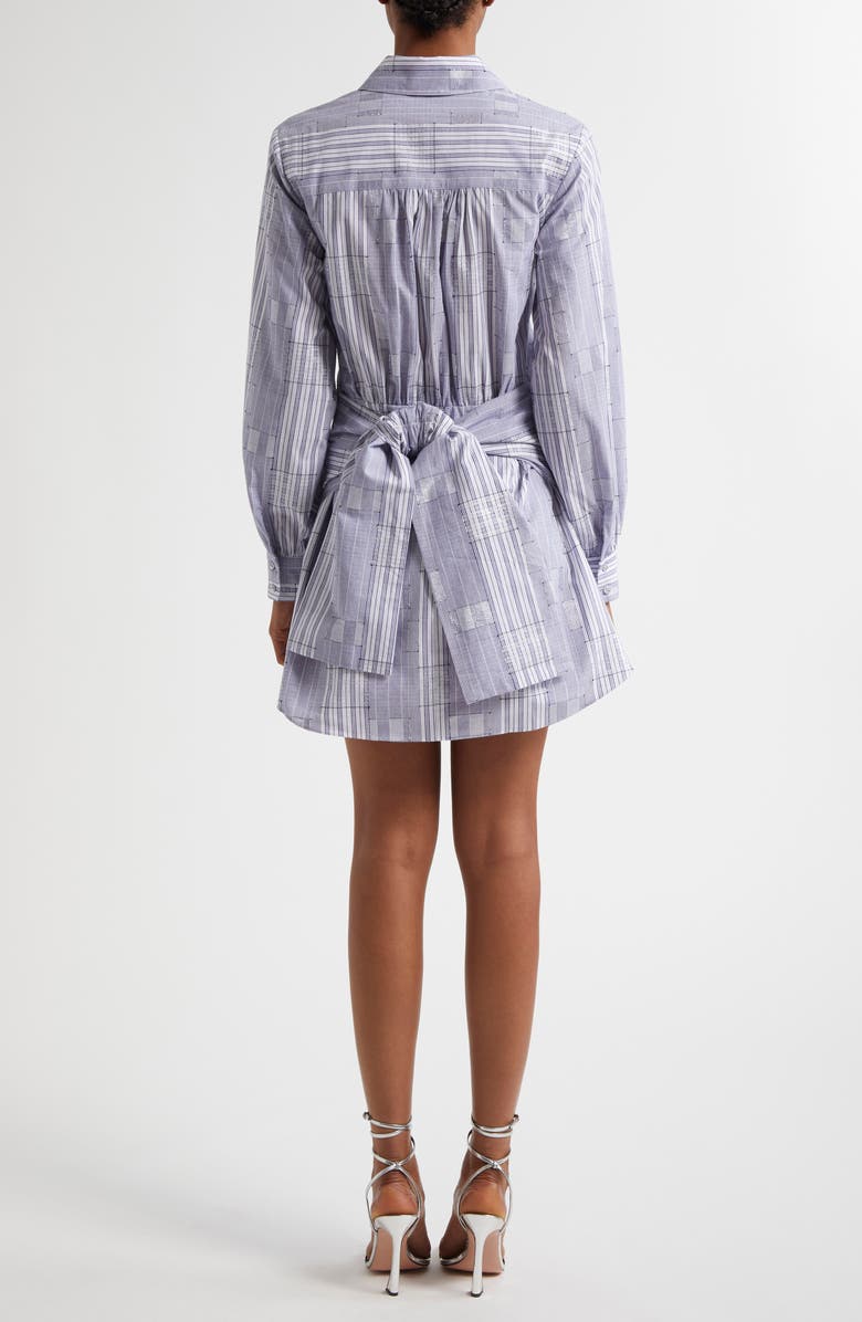 Ramy Brook Sariah Metallic Plaid Long Sleeve Cotton Blend Mini Shirtdress, Alternate, color, 
