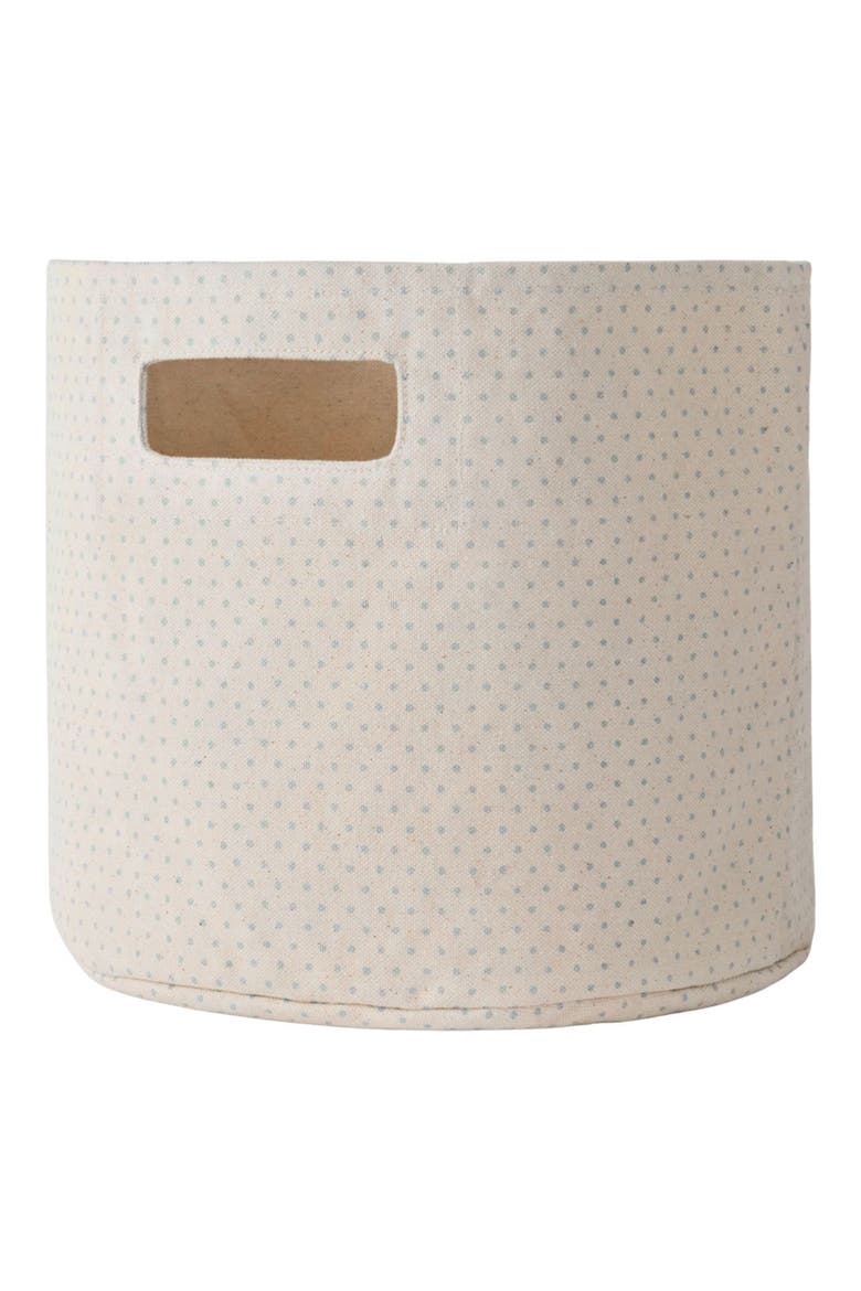 Printed Cotton Canvas Basket, Main, color, PIN DOT SEA