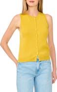 1.STATE Sleeveless Crewneck Button-Front Sweater