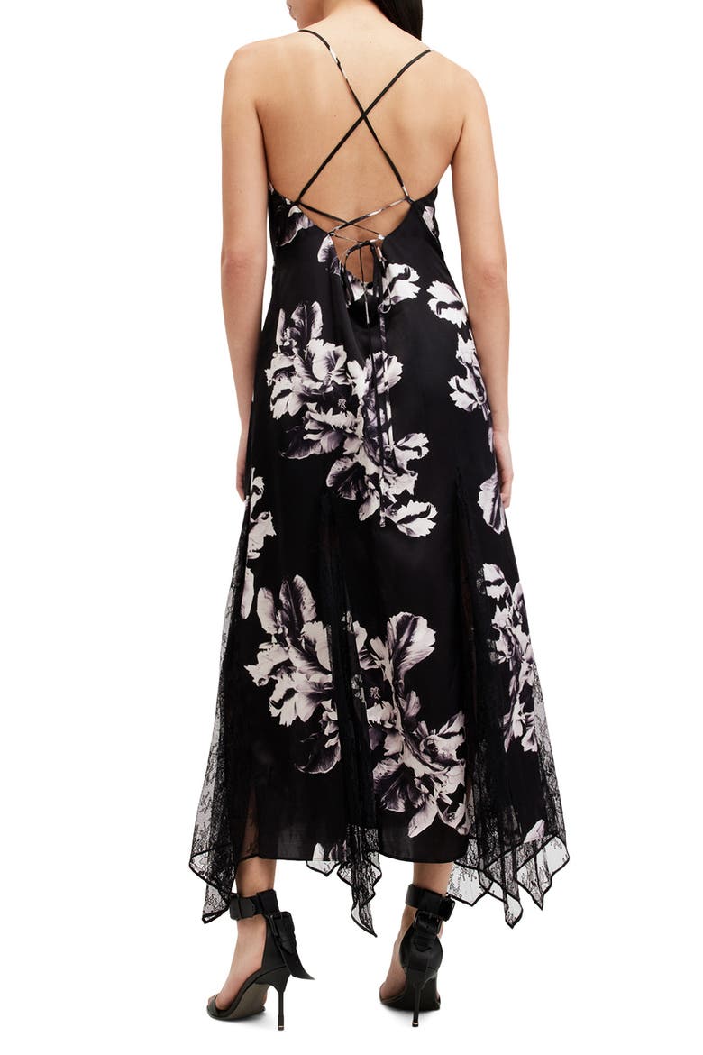 Jasmine Floral Print Dress, Alternate, color, MONICA BLACK