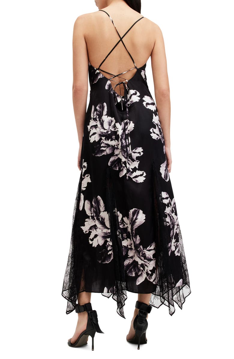 AllSaints Jasmine Floral Print Dress, Alternate, color, Monica Black