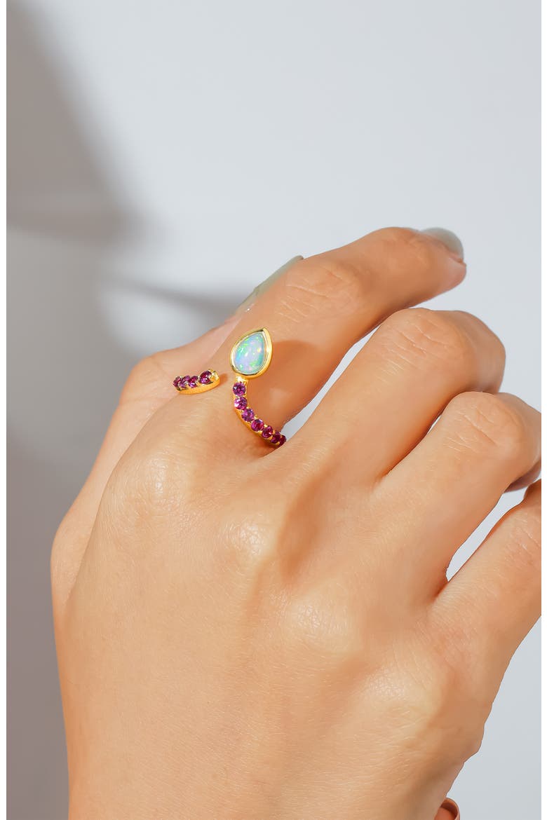 Ethiopian Opal Ring, Alternate, color, GOLD/ PURPLE/ OPAL
