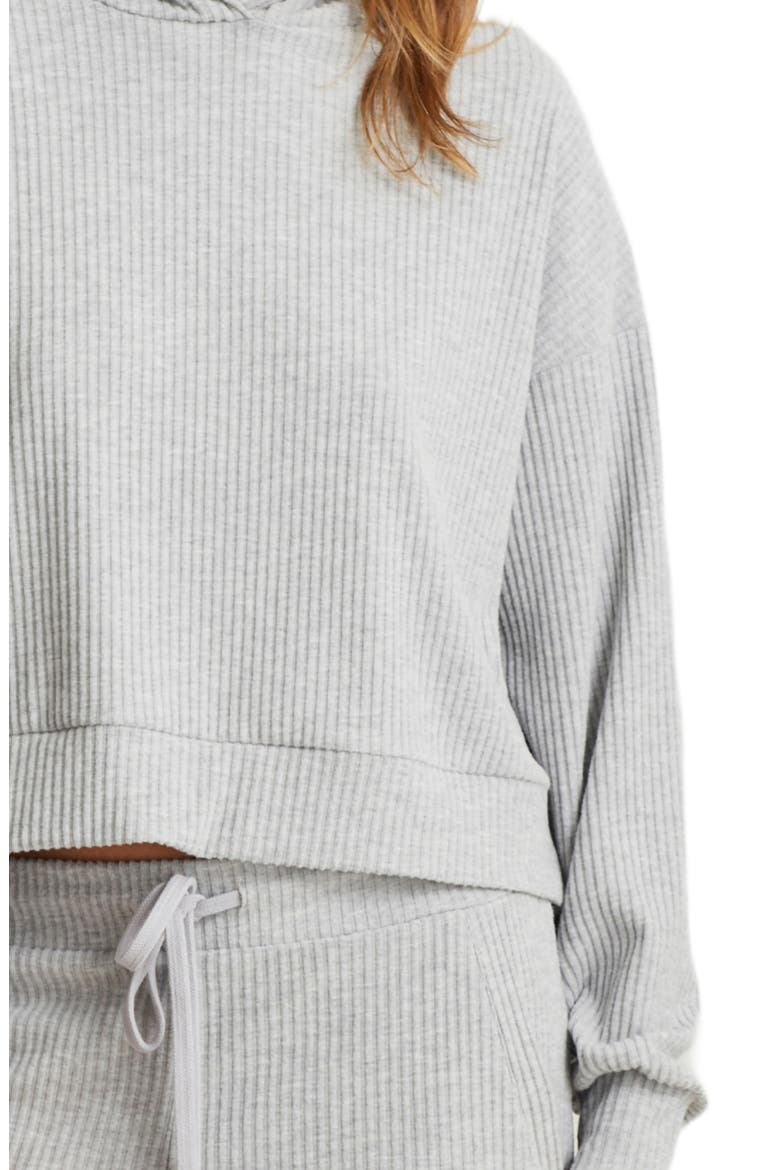Ribbed Crop Hoodie, Alternate, color, GREY