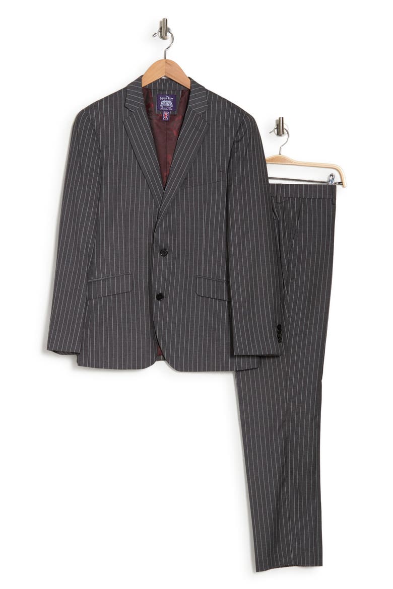 Classic Fit Pinstripe Suit, Alternate, color, DARK GREY