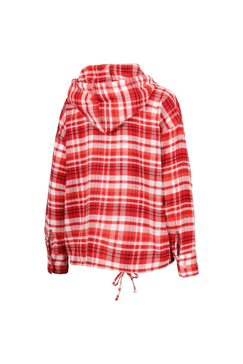 Women's Concepts Sport Scarlet Nebraska Huskers Mainstay Lightweight Flannel Plaid Pullover Hoodie, Alternate, color, Scarlet