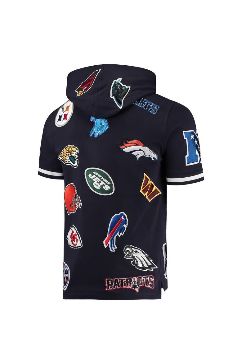 Men's Pro Standard Navy NFL League Wordmark Short Sleeve Pullover Hoodie, Alternate, color, Navy