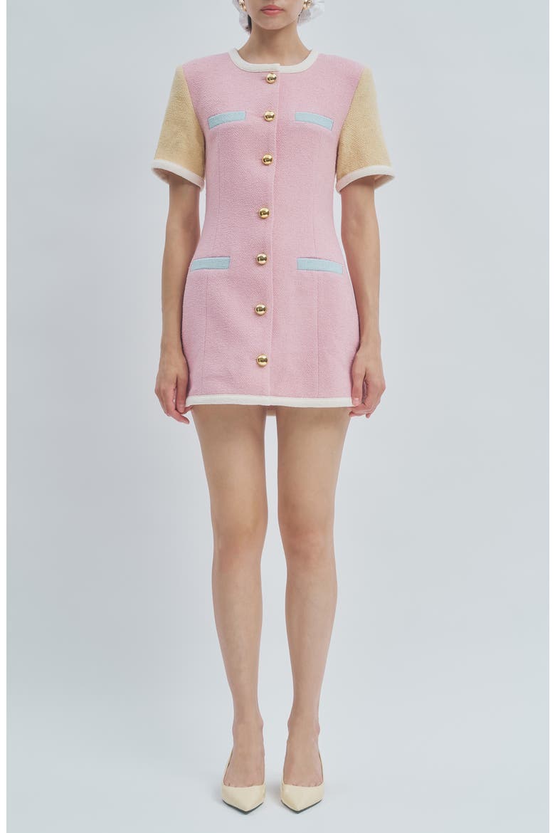 Taylor Colorblock Tweed Minidress, Main, color, PINK MULTI