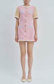MAUDE CLUB Taylor Colorblock Tweed Minidress