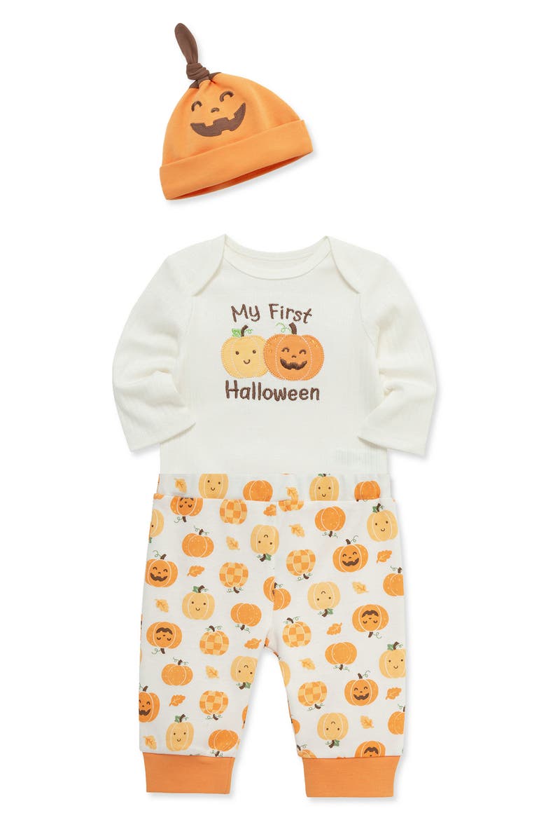 Kids' My First Halloween 3-Piece Bodysuit, Pants & Hat Set, Alternate, color, ORANGE