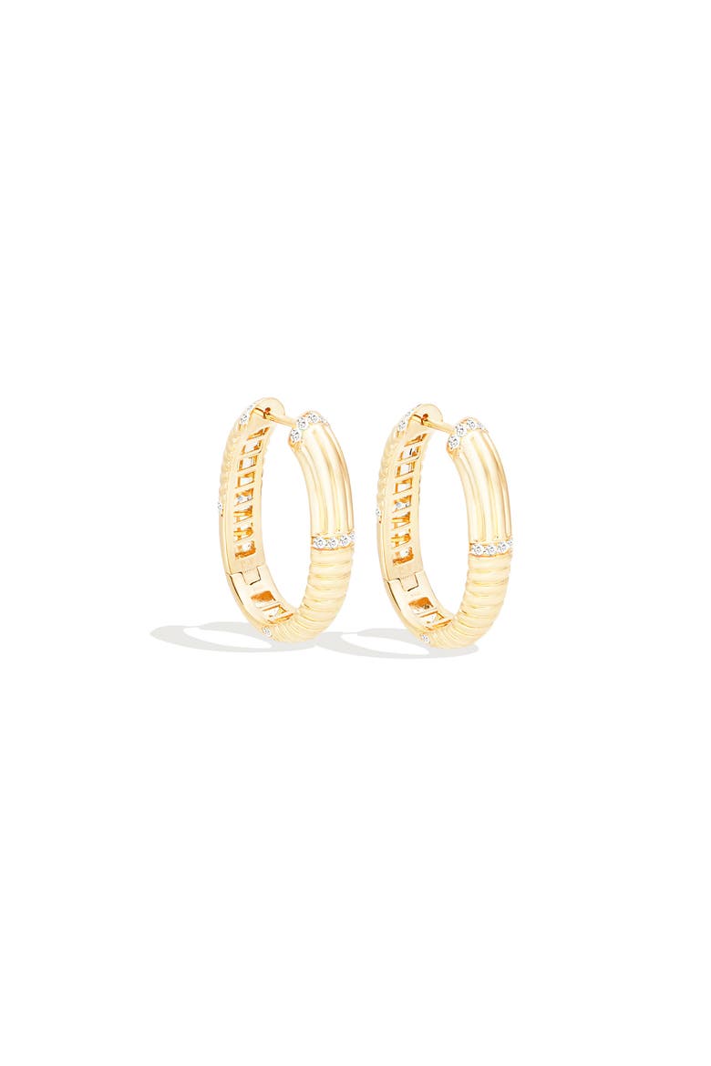Found Ribbed Oval Hoop Earring, Alternate, color, Diamond-Gold