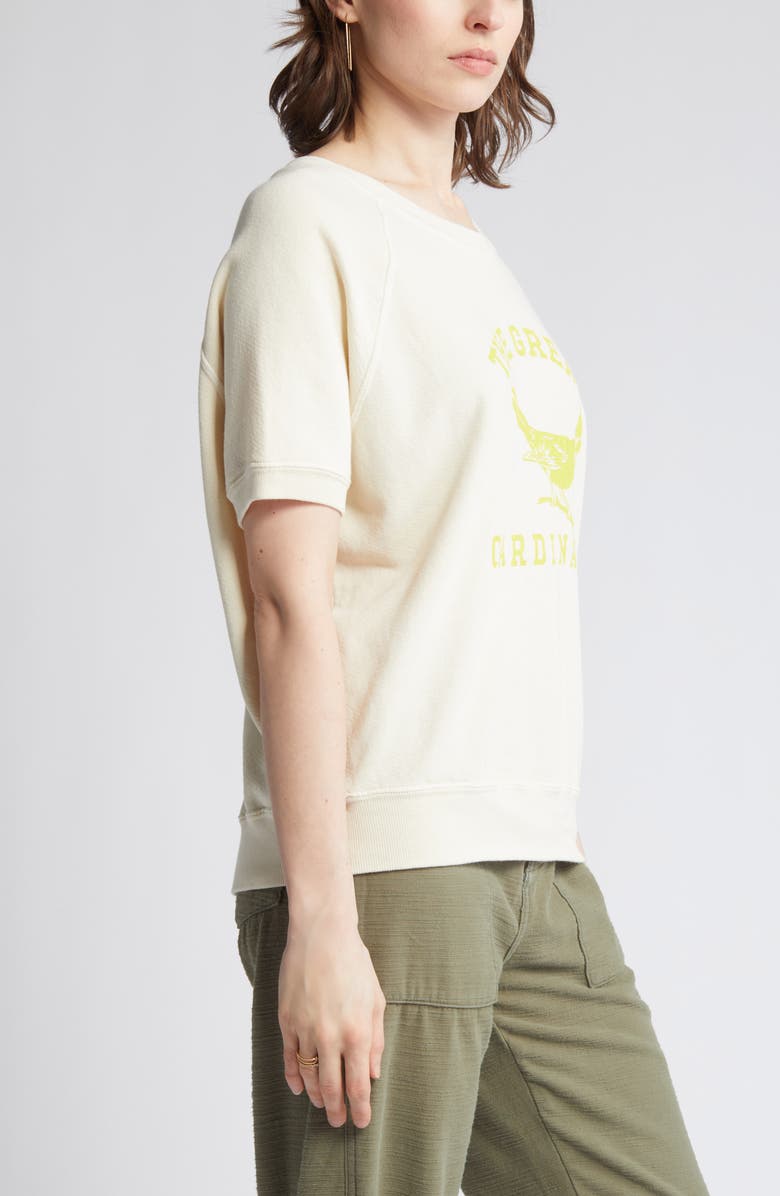 THE GREAT. Cardinal Graphic Short Sleeve Cotton Sweatshirt, Alternate, color, 