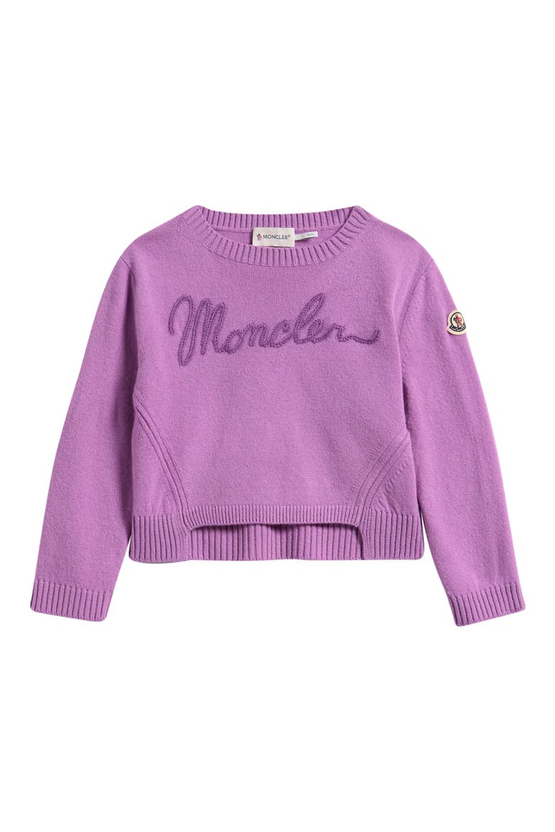 Kids' Embroidered Logo Virgin Wool & Cashmere Sweater, Main, color, MAUVE PINK