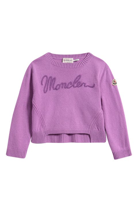 Kids' Embroidered Logo Virgin Wool & Cashmere Sweater