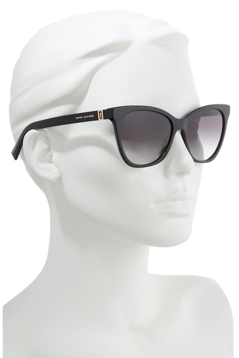 56mm Cat Eye Sunglasses, Alternate, color, BLACK