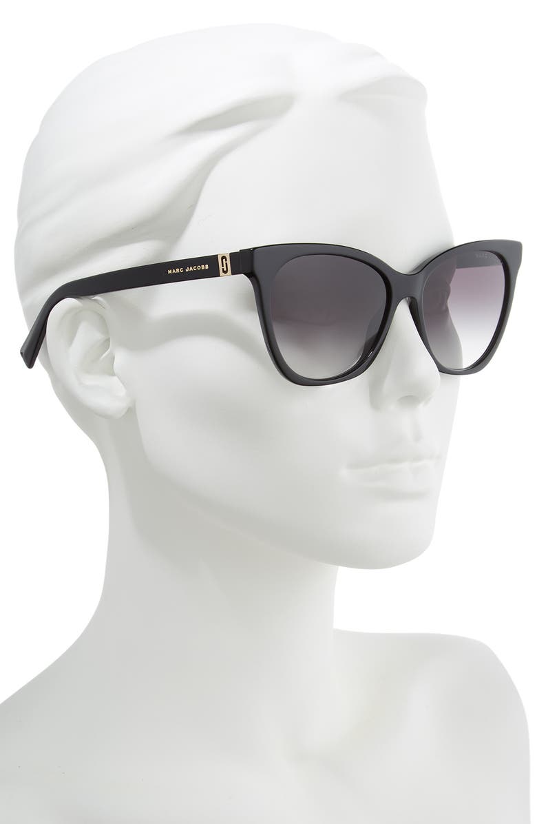 Marc Jacobs 56mm Cat Eye Sunglasses, Alternate, color, Black
