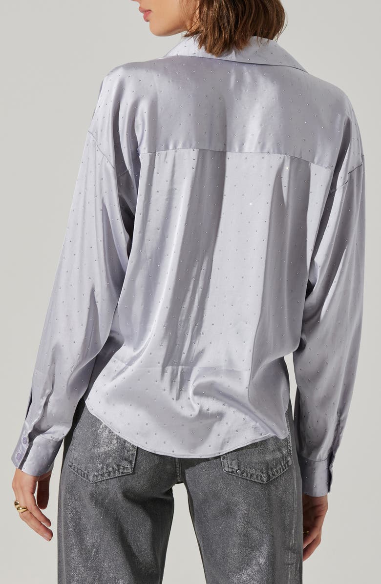 ASTR the Label Sebio Crystal Embellished Button-Up Shirt, Alternate, color, Silver
