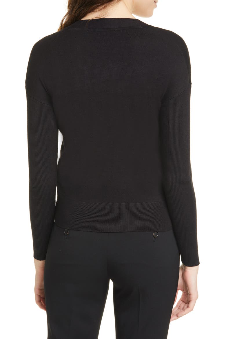 Aubreiy V-Neck Cardigan, Alternate, color, BLACK