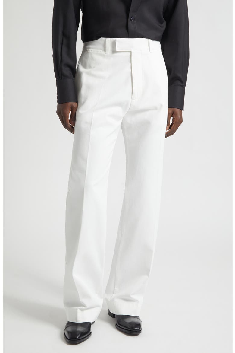 Compact Cotton Drill Wide Leg Pants, Main, color, OFF WHITE