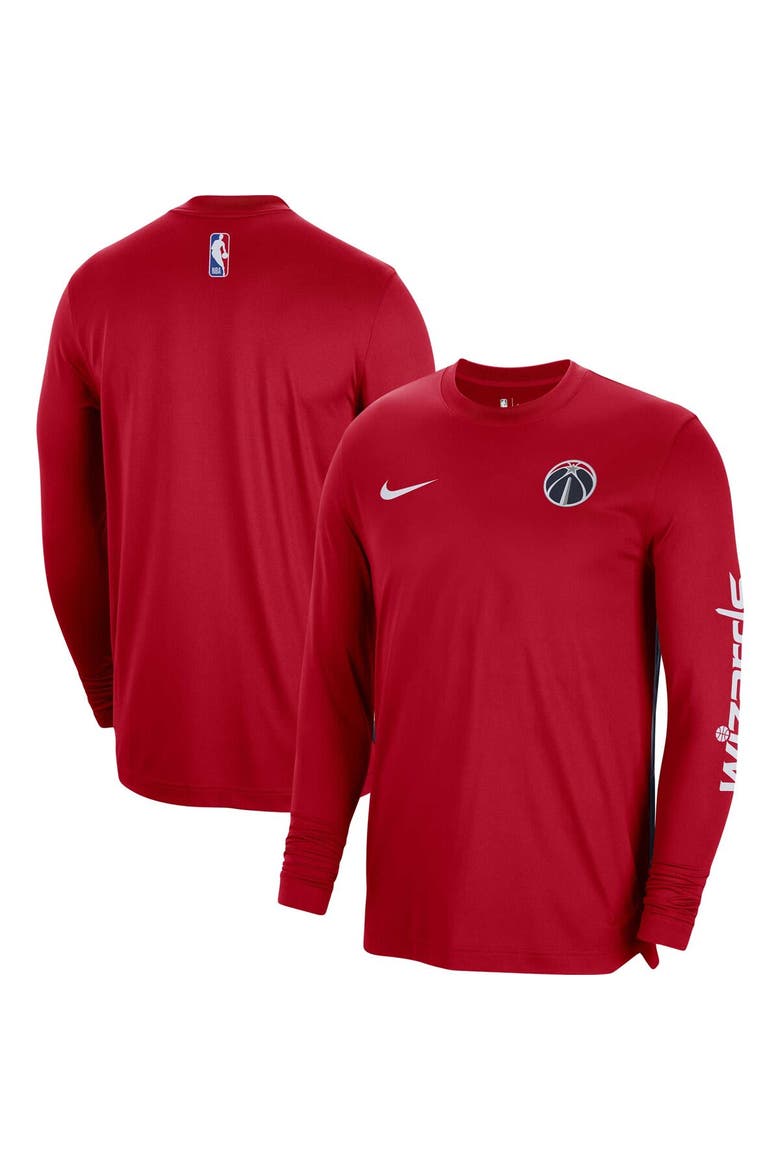 Unisex Nike Red Washington Wizards 2023/24 Authentic Pregame Long Sleeve Shooting Shirt, Main, color, Red