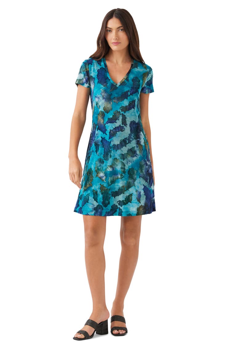 Tie Dye Burnout A-Line Dress, Alternate, color, TEAL
