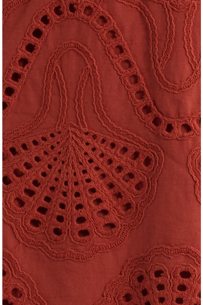 Cannes Eyelet Cotton Shift Minidress, Alternate, color, WINE