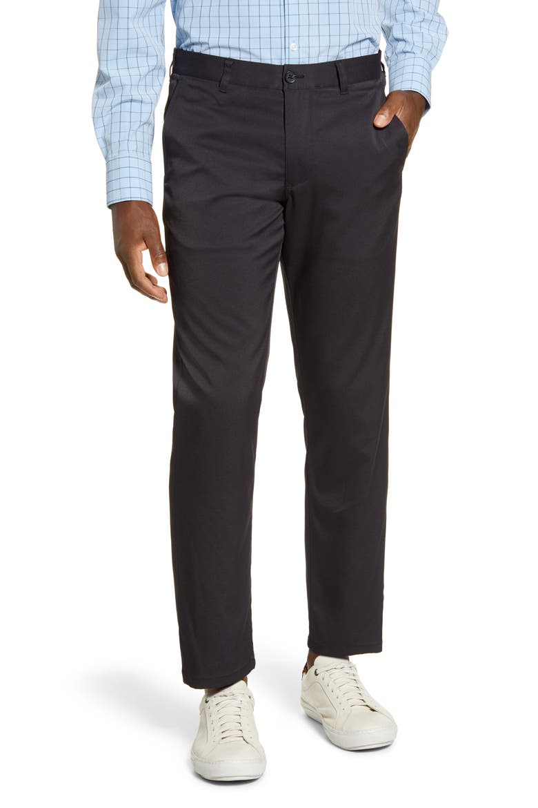 Baron Trim Fit Performance Chino Pants, Main, color, BLACK SOLID