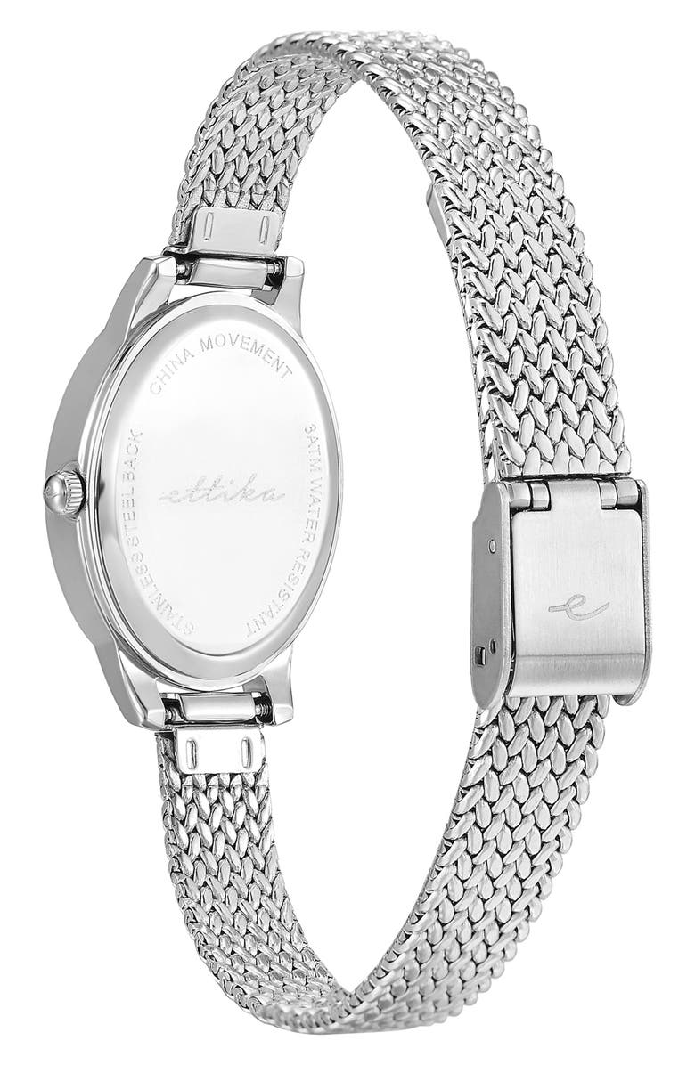 Ettika Oval Face Mesh Strap Watch, Alternate, color, Silver