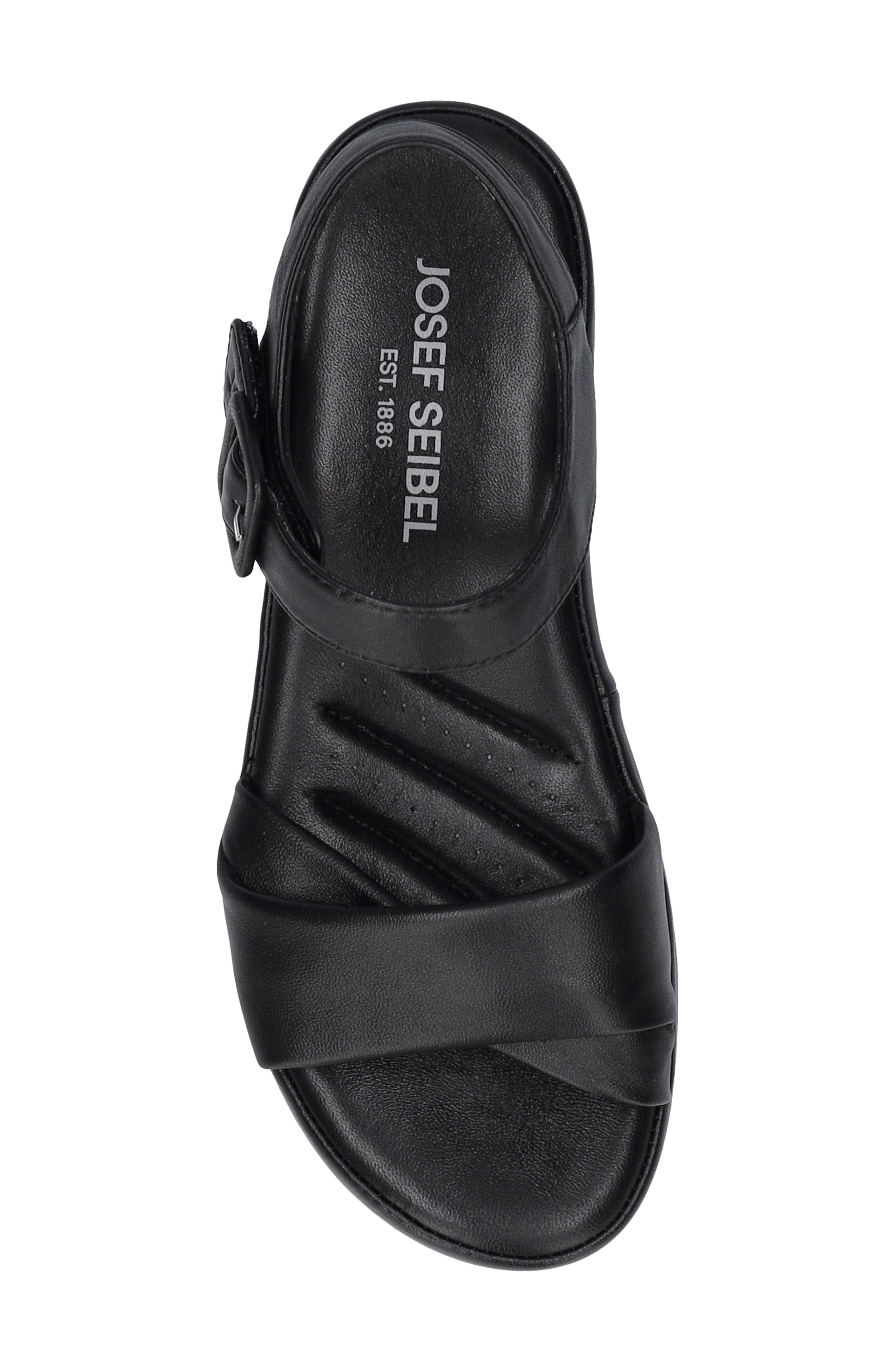 Josef Seibel Eve 02 Ankle Strap Platform Wedge Sandal, Alternate, color, Black