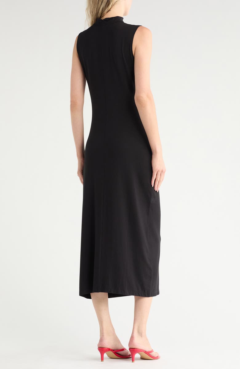 Mock Neck Sleeveless Ruched Dress