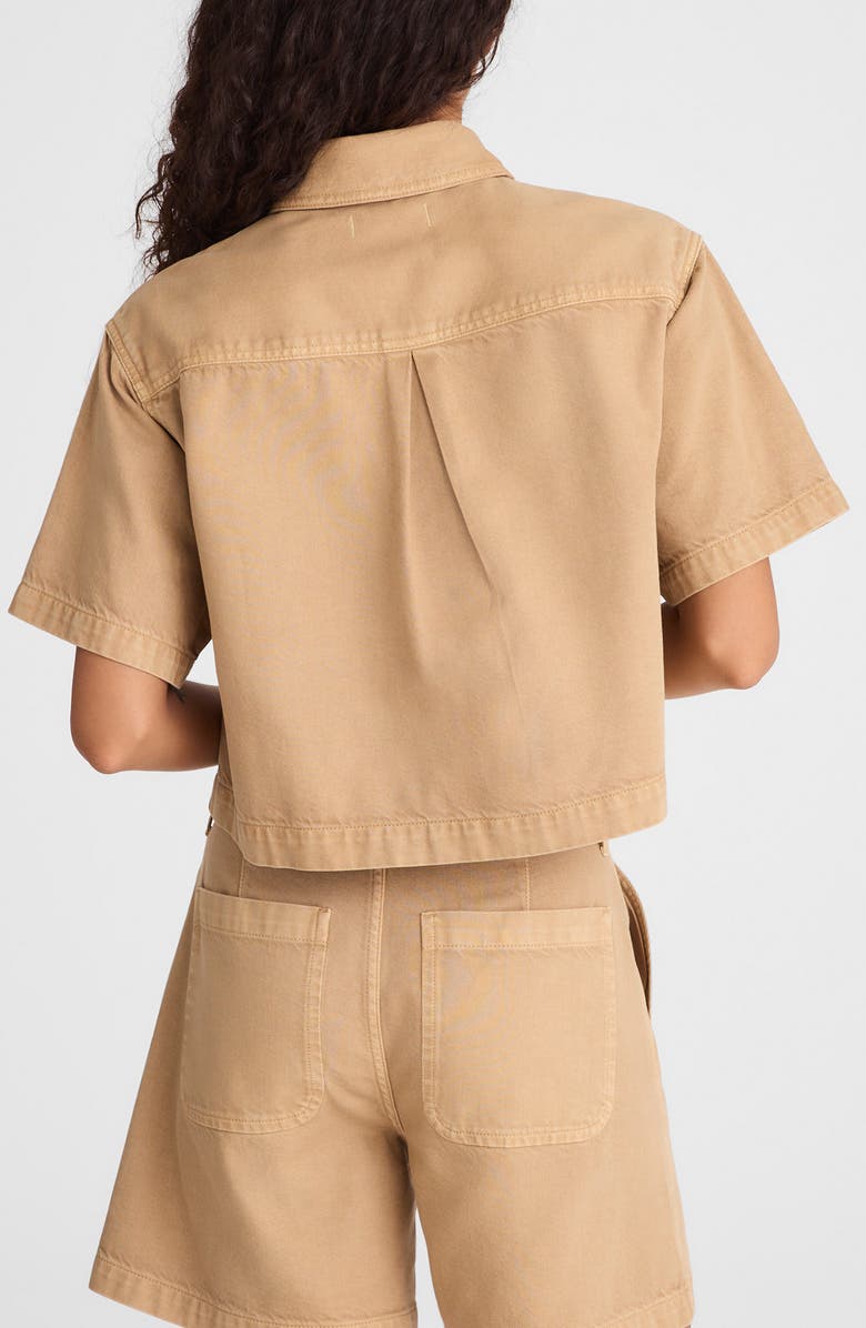 Madewell Boxy Crop Button-Up Shirt in Airy Denim, Alternate, color, Fawn