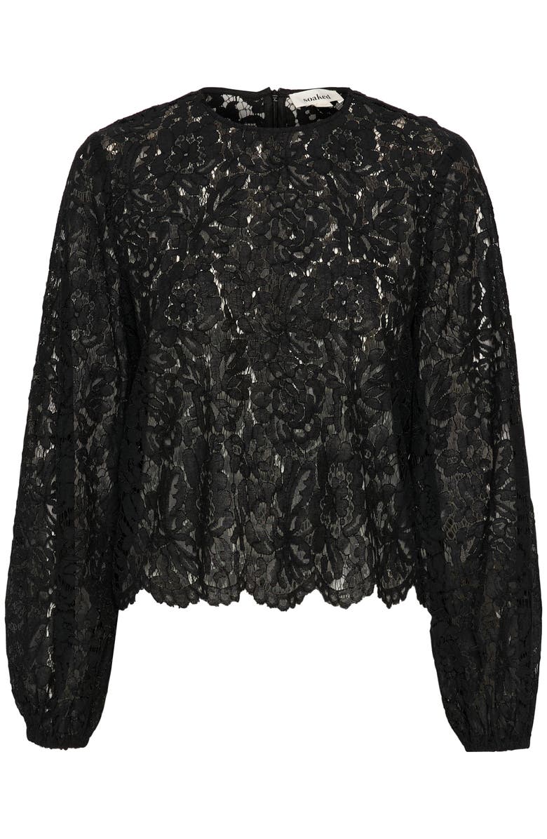 Soaked in Luxury SLHanni Round Neck Lace Blouse, Alternate, color, Black