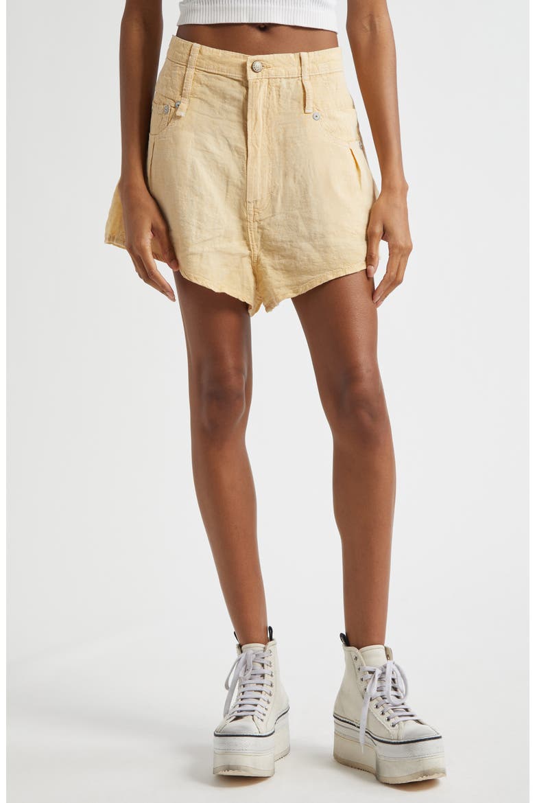 Double Loop Venti Linen Shorts, Main, color, MAIZE LINEN CHAMBRAY
