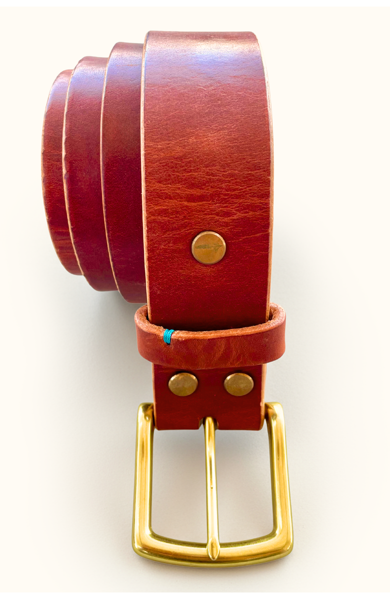 Bluebonnet The Companion Horween Leather Belt, Main, color, English Tan