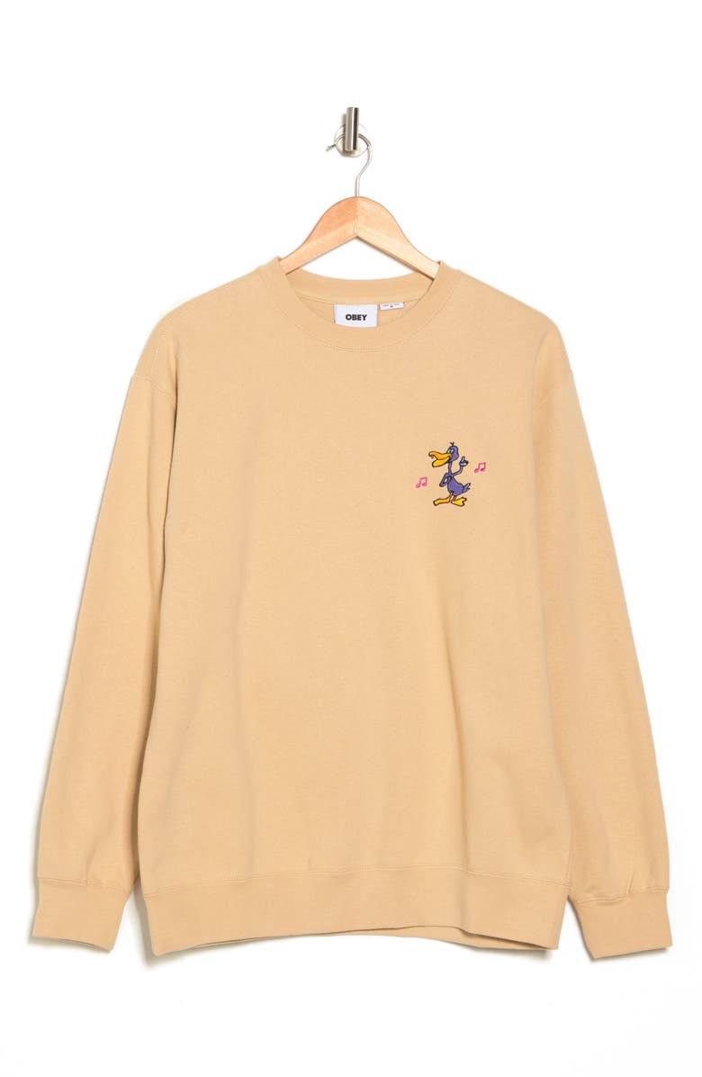 Obey Men's Disco Duck Cotton Blend Crewneck Sweatshirt, Alternate, color, 