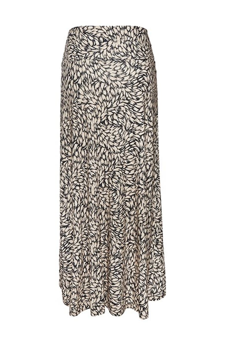 LASCANA Women's High Low Printed Skirt, Alternate, color, Black & Taupe