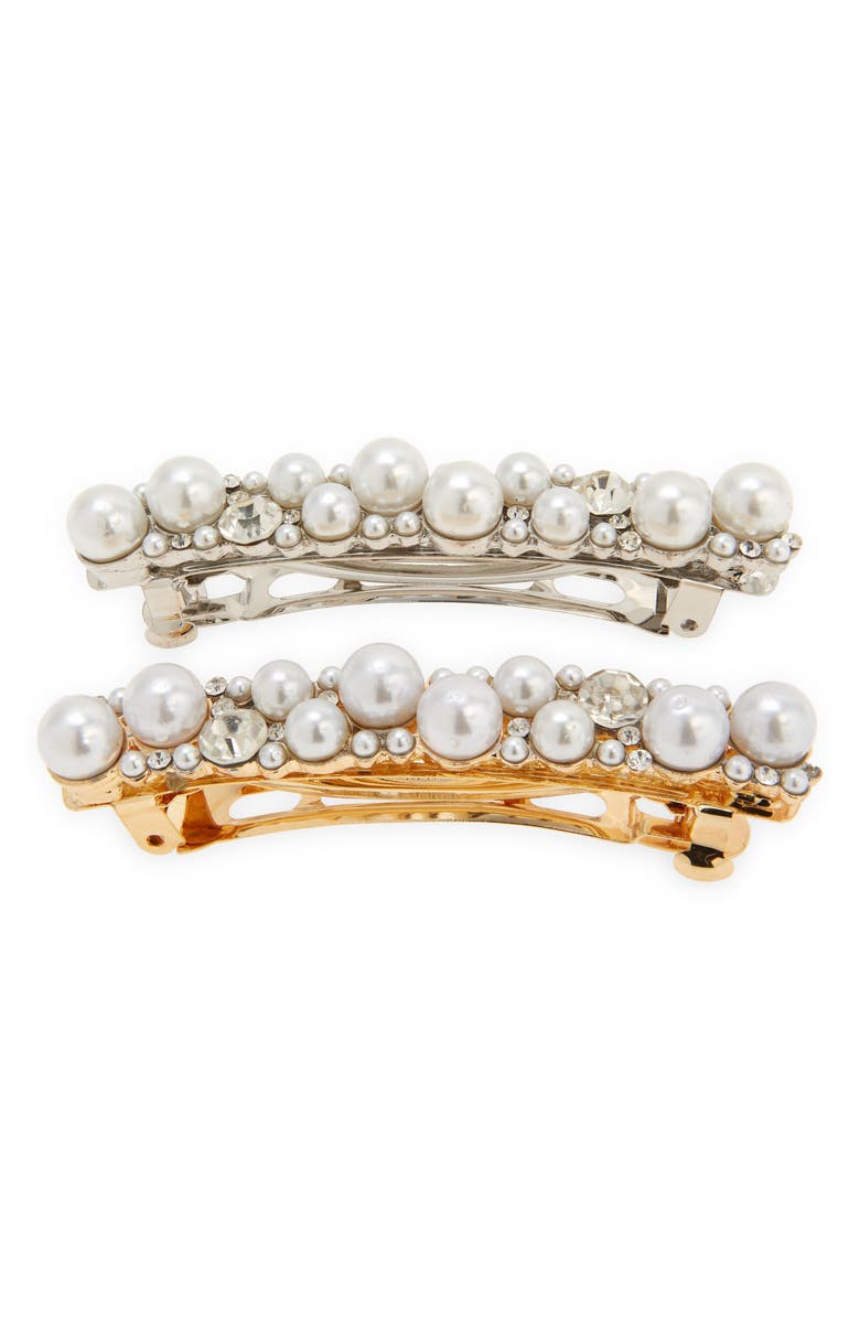 Tasha 2-Pack Assorted Imitation Pearl Barrettes, Main, color, 