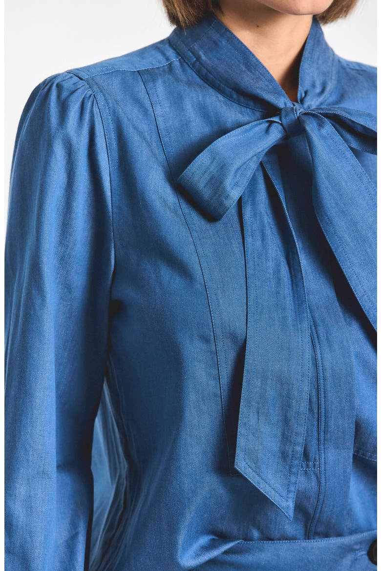 Majah Tie Neck Long Sleeve Top, Alternate, color, MEDIUM BLUE