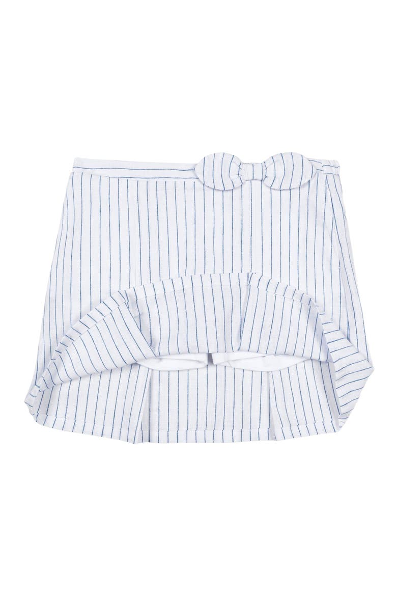 Girls' Linen Pleated Bow Skort, Toddler, Alternate, color, White Court Pinstripe