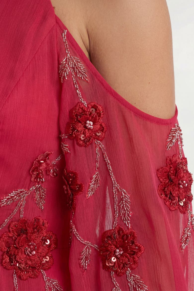 3D Floral Maxi Dress, Alternate, color, Hot Pink