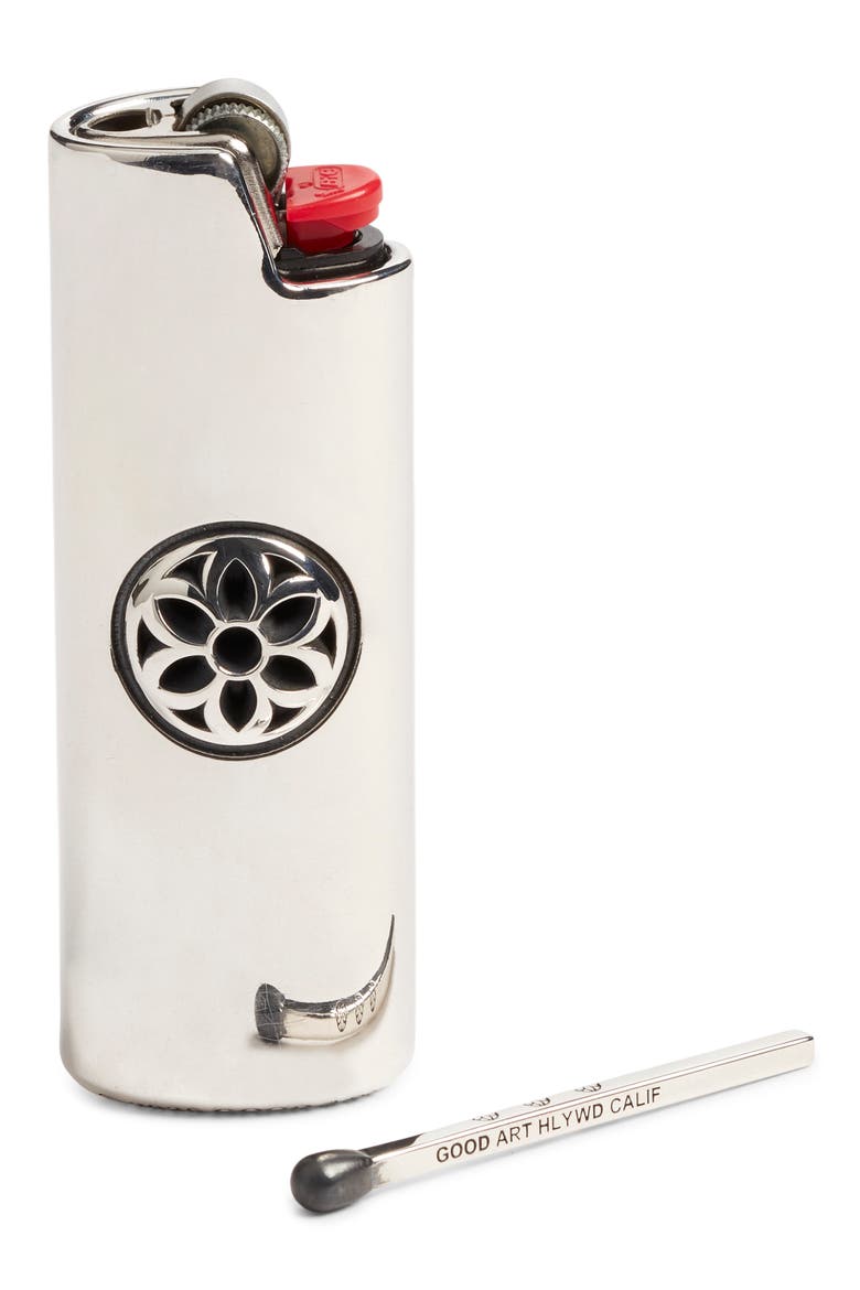 Rosette Sterling Silver Lighter Case, Main, color, STERLING SILVER