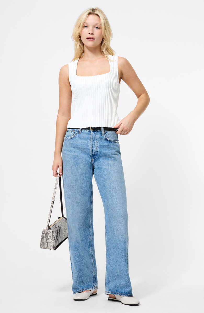 French Connection Ottoman Crinkle Sleeveless Top, Alternate, color, Porcelain Cream