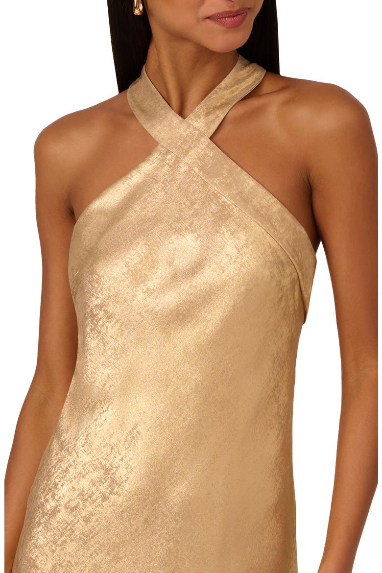 Foiled Trumpet Gown, Alternate, color, LIGHT GOLD