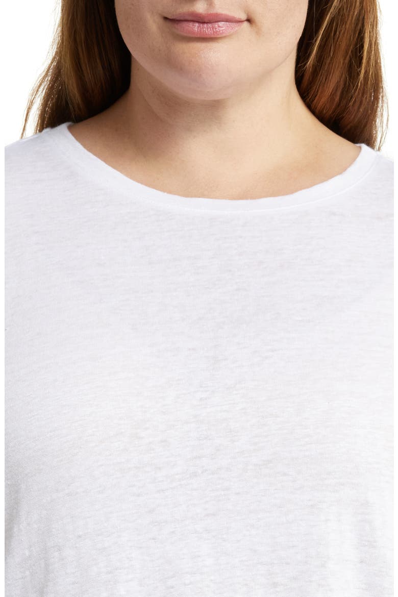 Crewneck Organic Linen T-Shirt, Alternate, color, WHITE