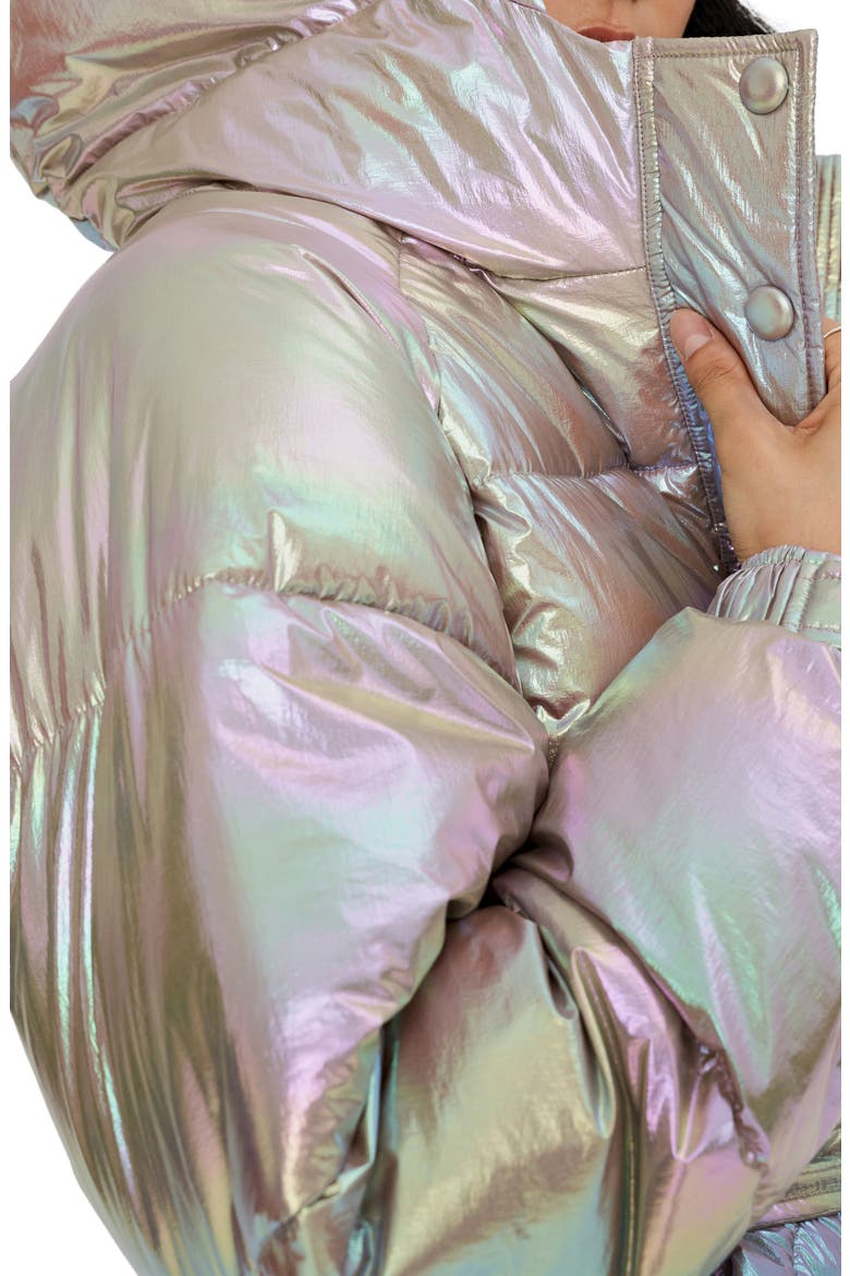 Belted Oversize Hooded Puffer Coat, Alternate, color, TANZANITE