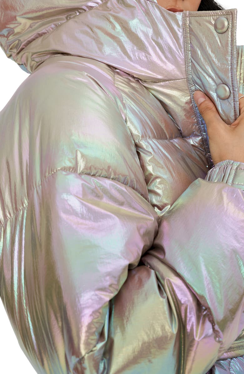 Noize Belted Oversize Hooded Puffer Coat, Alternate, color, Tanzanite